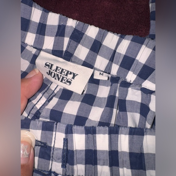 Marina Sleepy Jones Navy and White Gingham Pajama Set - Picture 4 of 6